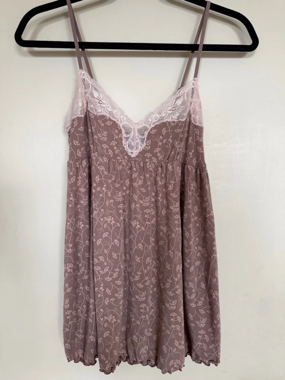 La Senza Babydoll Nightgown Chemise Floral Lace Trim Short Sleep Dress M - Picture 3 of 8